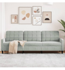 Trivietė sofa, šviesiai pilkos spalvos, 210cm, aksomas