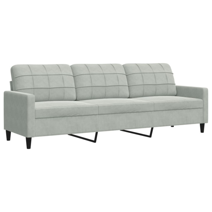 Trivietė sofa, šviesiai pilkos spalvos, 210cm, aksomas