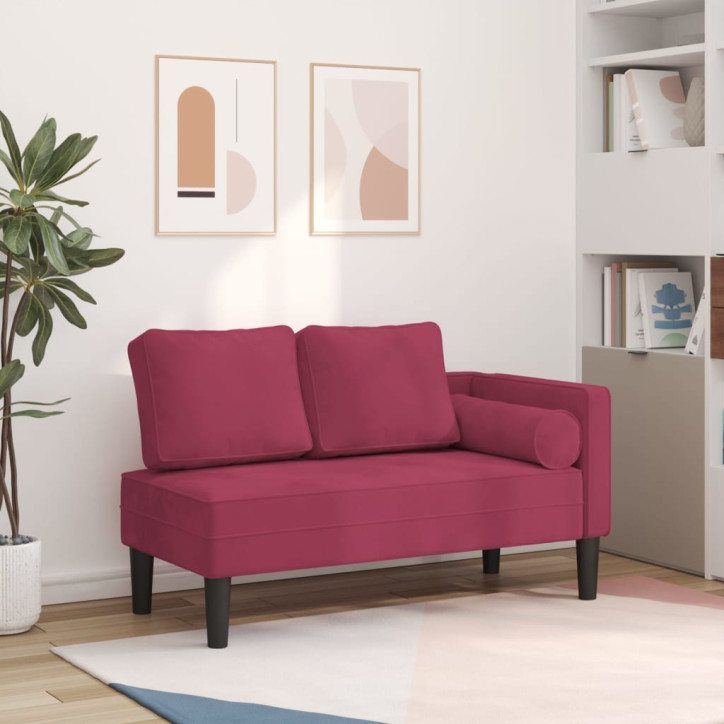 Poilsio sofa su pagalvėlėmis, raudonojo vyno spalvos, aksomas