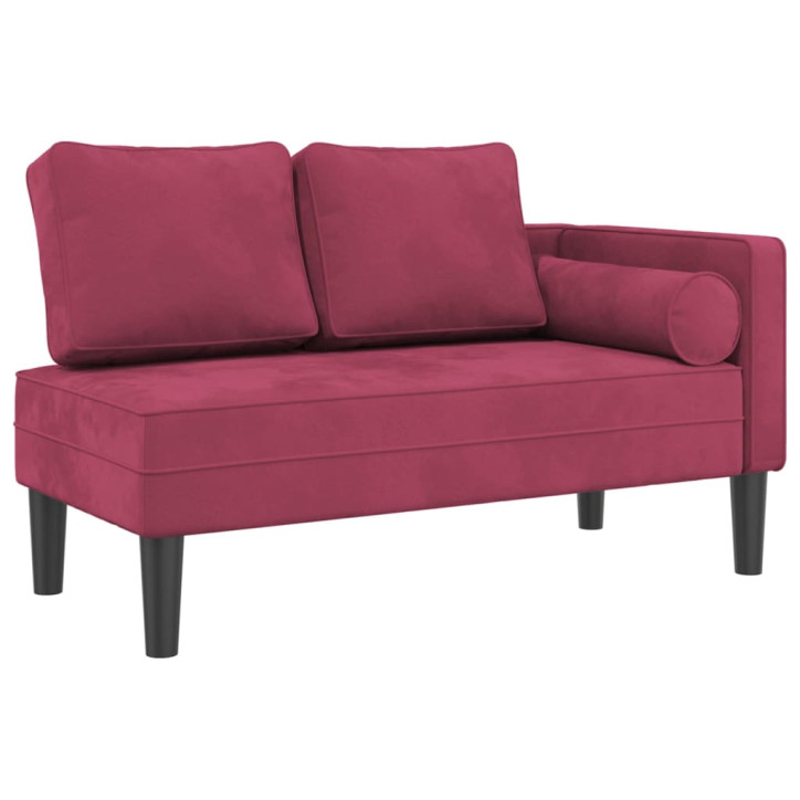 Poilsio sofa su pagalvėlėmis, raudonojo vyno spalvos, aksomas