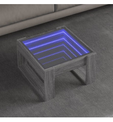 Kavos staliukas su Infinity LED lemputėmis, pilkas, 50x53x30cm