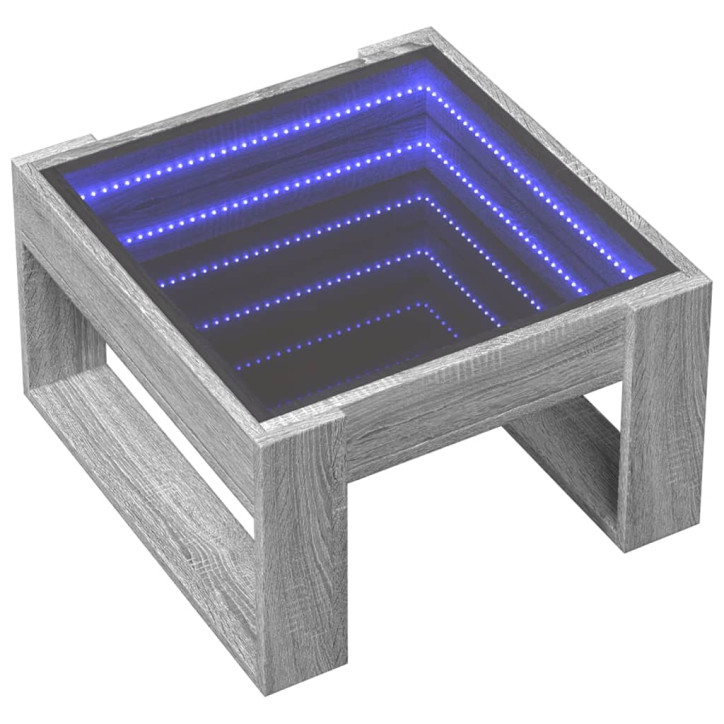 Kavos staliukas su Infinity LED lemputėmis, pilkas, 50x53x30cm