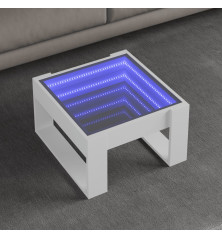 Kavos staliukas su Infinity LED lemputėmis, baltas, 50x53x30cm