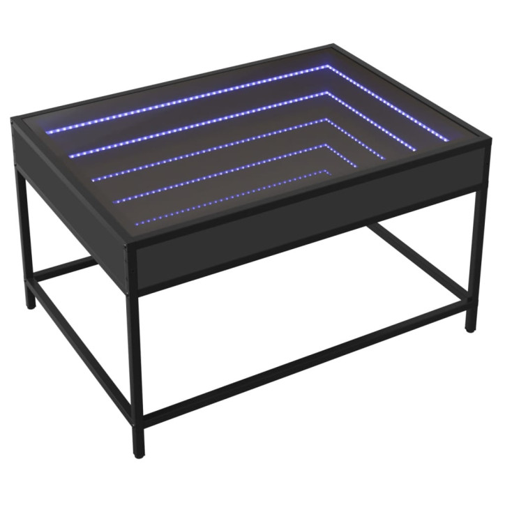 Kavos staliukas su Infinity LED lemputėmis, juodas, 70x50x41cm