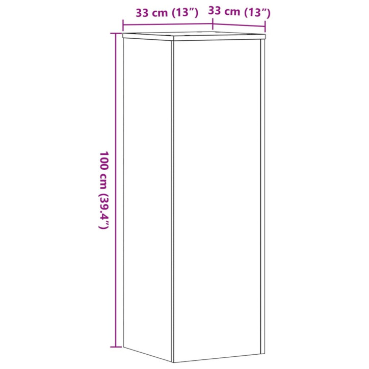 Stovai augalams, 2vnt., betono, 33x33x100cm, apdirbta mediena