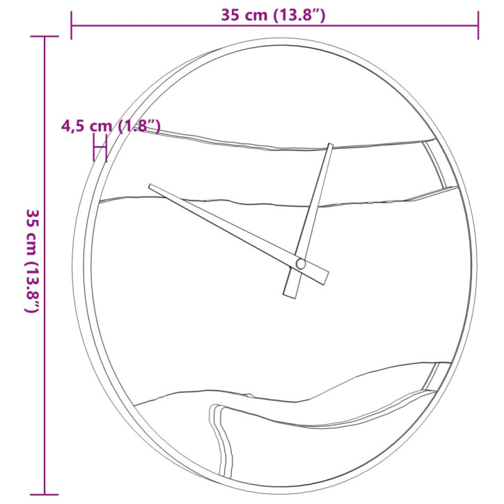 Sieninis laikrodis, rudas, Ø35cm, geležis ir ąžuolas