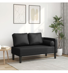 Poilsio sofa su pagalvėmis, juoda, dirbtinė oda