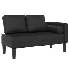 Poilsio sofa su pagalvėmis, juoda, dirbtinė oda