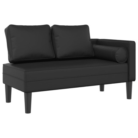 Poilsio sofa su pagalvėmis, juoda, dirbtinė oda