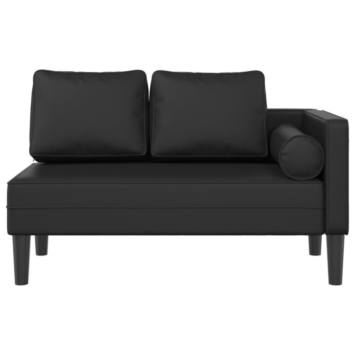 Poilsio sofa su pagalvėmis, juoda, dirbtinė oda