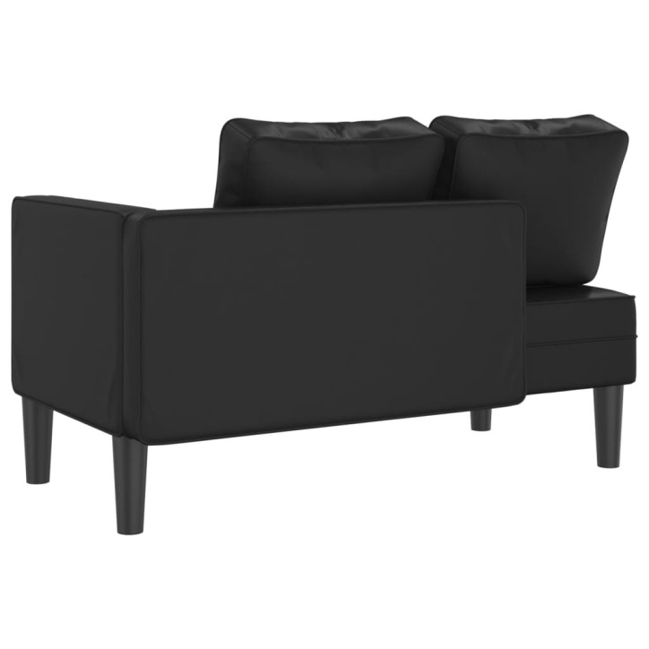 Poilsio sofa su pagalvėmis, juoda, dirbtinė oda