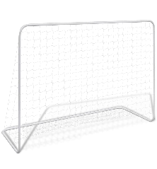 Futbolo vartai su tinklu, 2vnt., balta, plienas, 182x61x122cm