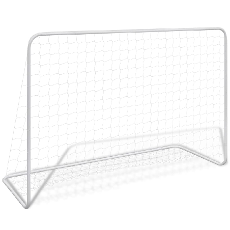 Futbolo vartai su tinklu, 2vnt., balta, plienas, 182x61x122cm