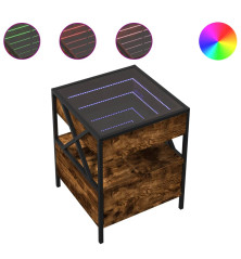 Kavos staliukas su Infinity LED lemputėmis, dūminis, 40x40x51cm