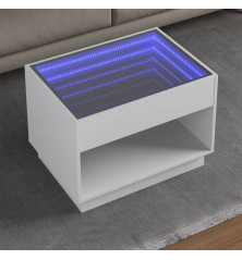 Kavos staliukas su Infinity LED lemputėmis, baltas, 70x50x50cm