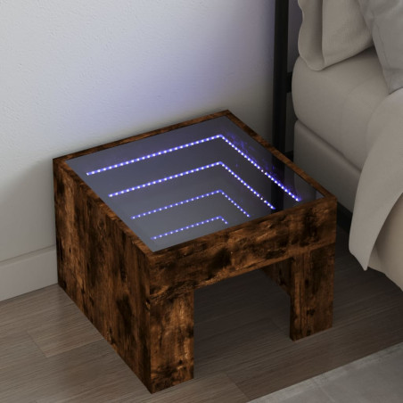 Naktinis staliukas su Infinity LED, dūminio ąžuolo, 40x40x30cm