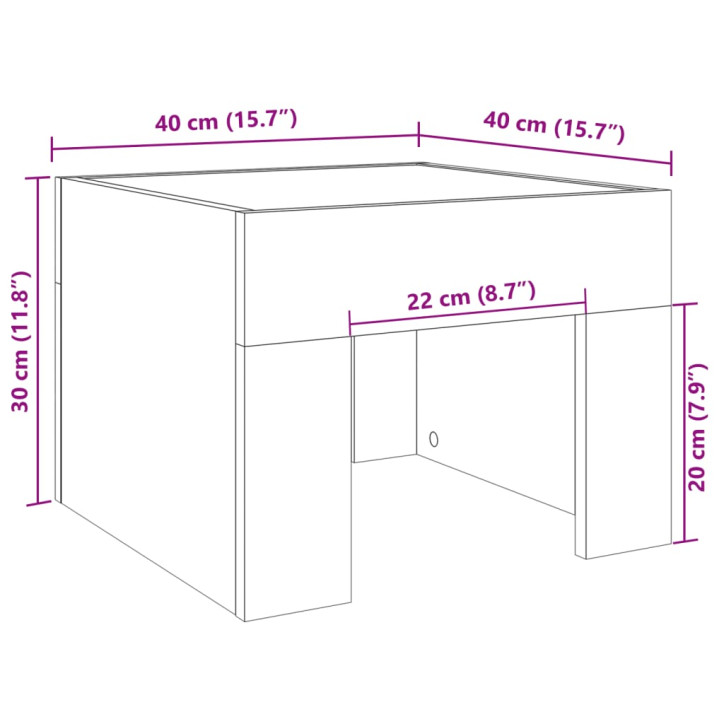 Naktinis staliukas su Infinity LED, dūminio ąžuolo, 40x40x30cm