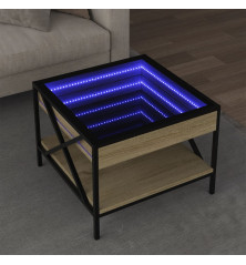 Kavos staliukas su Infinity LED lemputėmis, ąžuolo, 50x50x38cm