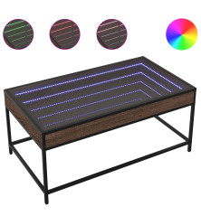 Kavos staliukas su Infinity LED lemputėmis, rudas, 90x50x41cm