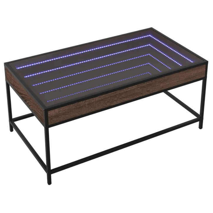 Kavos staliukas su Infinity LED lemputėmis, rudas, 90x50x41cm