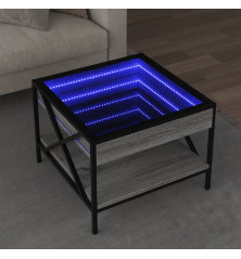 Kavos staliukas su Infinity LED lemputėmis, pilkas, 50x50x38cm