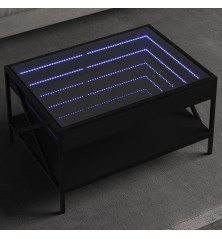 Kavos staliukas su Infinity LED lemputėmis, juodas, 70x50x38cm