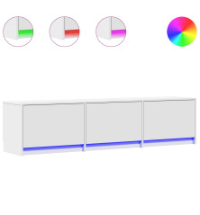 Televizoriaus spintelė su LED, balta, 165x34x40cm, mediena