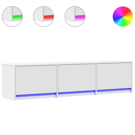 Televizoriaus spintelė su LED, balta, 165x34x40cm, mediena