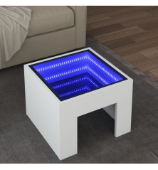 Kavos staliukas su Infinity LED lemputėmis, baltas, 40x40x30cm