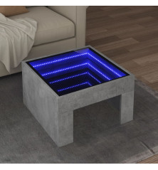 Kavos staliukas su Infinity LED lemputėmis, betono, 50x50x30cm