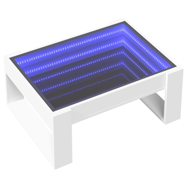 Kavos staliukas su Infinity LED lemputėmis, baltas, 70x53x30cm