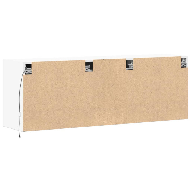 Sieninė TV spintelė su LED lemputėmis, balta, 130x31x45 cm