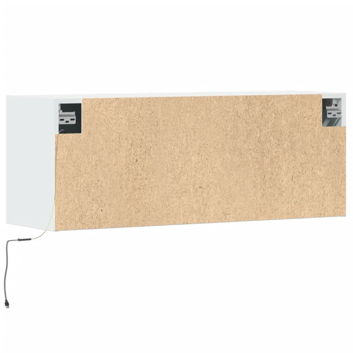 Sieninė TV spintelė su LED lemputėmis, balta, 100x31x35cm