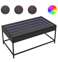 Kavos staliukas su Infinity LED lemputėmis, juodas, 90x50x41cm