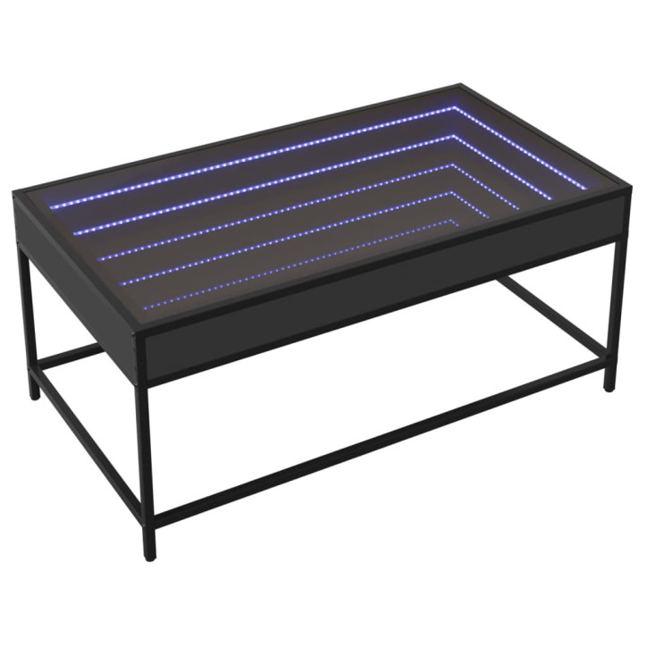 Kavos staliukas su Infinity LED lemputėmis, juodas, 90x50x41cm