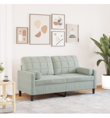 Dvivietė sofa su pagalvėlėmis, šviesiai pilka, 140cm, aksomas