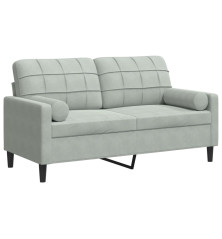 Dvivietė sofa su pagalvėlėmis, šviesiai pilka, 140cm, aksomas