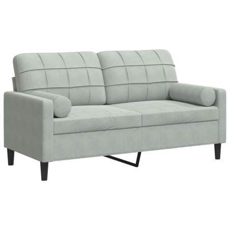 Dvivietė sofa su pagalvėlėmis, šviesiai pilka, 140cm, aksomas