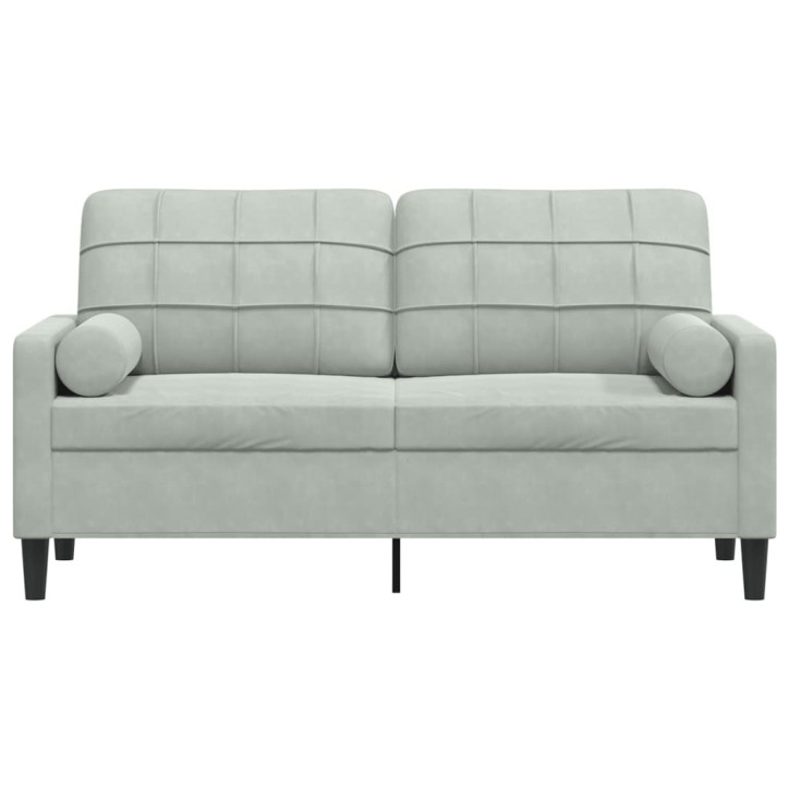 Dvivietė sofa su pagalvėlėmis, šviesiai pilka, 140cm, aksomas