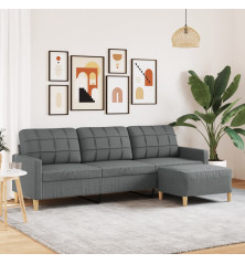 Trivietė sofa su pakoja, tamsiai pilkos spalvos, 210cm, audinys