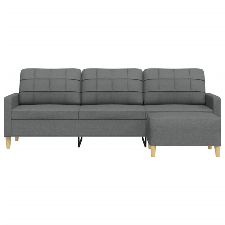 Trivietė sofa su pakoja, tamsiai pilkos spalvos, 210cm, audinys