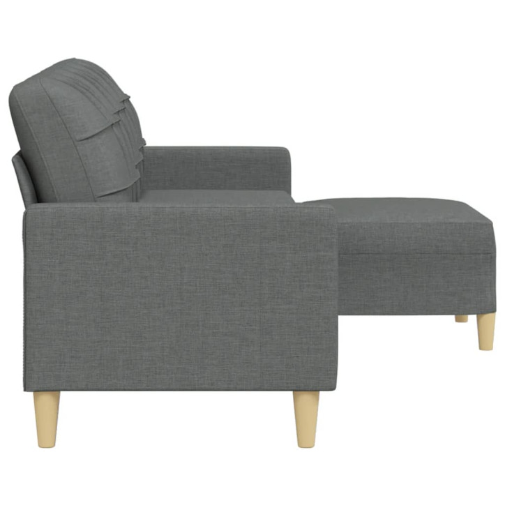 Trivietė sofa su pakoja, tamsiai pilkos spalvos, 210cm, audinys