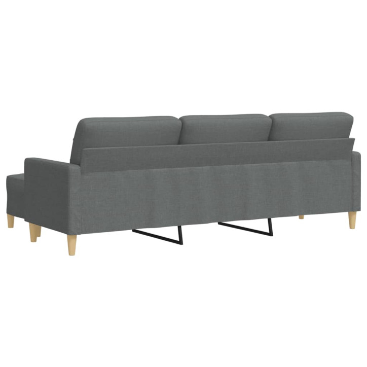 Trivietė sofa su pakoja, tamsiai pilkos spalvos, 210cm, audinys