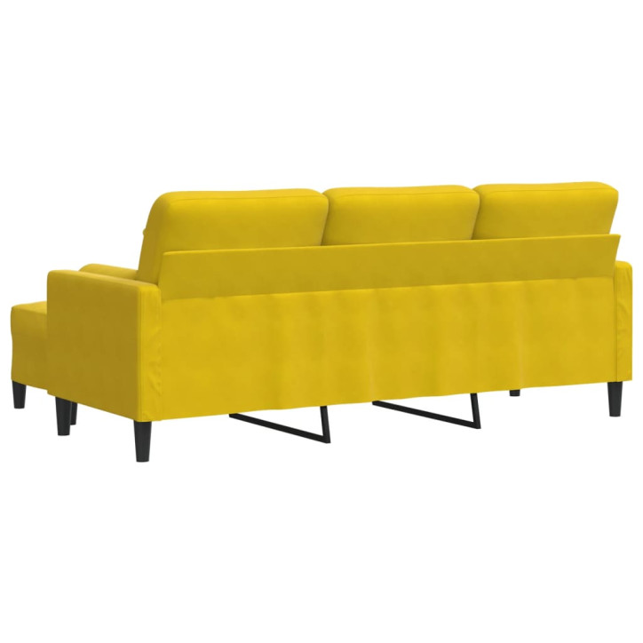 Trivietė sofa su pakoja, geltonos spalvos, 180cm, aksomas