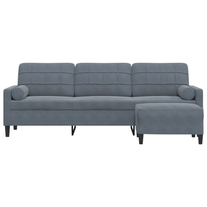 Trivietė sofa su pakoja, tamsiai pilkos spalvos, 210cm, aksomas