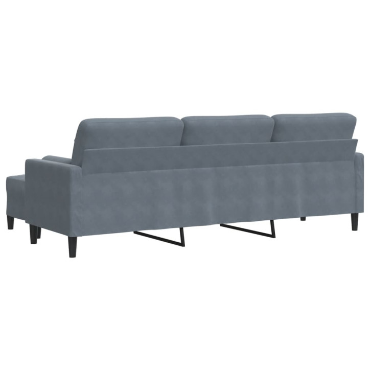 Trivietė sofa su pakoja, tamsiai pilkos spalvos, 210cm, aksomas