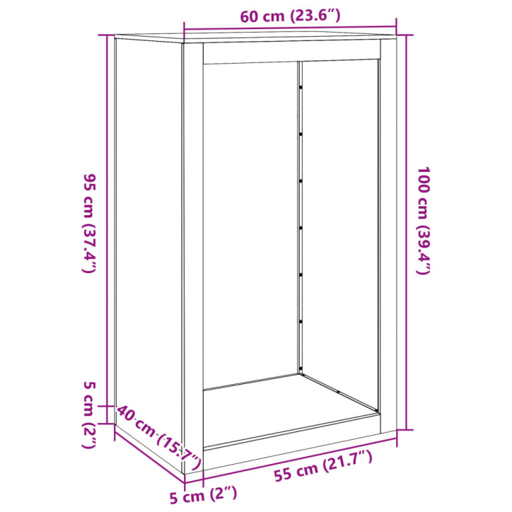 Stovas malkoms, antracito spalvos, 60x40x100cm, plienas