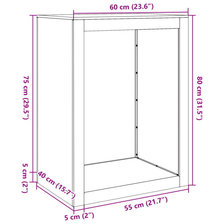 Stovas malkoms, antracito spalvos, 60x40x80cm, plienas