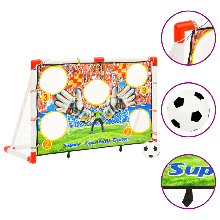 Vaikiški futbolo vartai su treniruočių sienele, 120x51x77,5cm