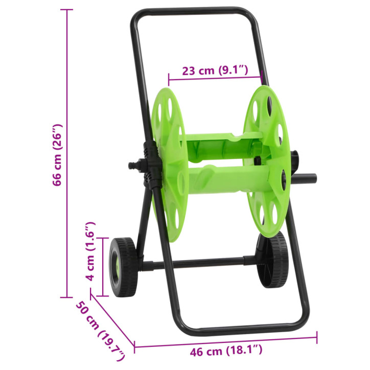 Žarnos ritės vežimėlis, žalias, 60m, 1/2", plieninei žarnai